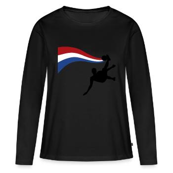 Fallbacker Football Netherlands Shirt - Women's Premium Organic Long Sleeve Shirt - black - Front - Julia (174cm)