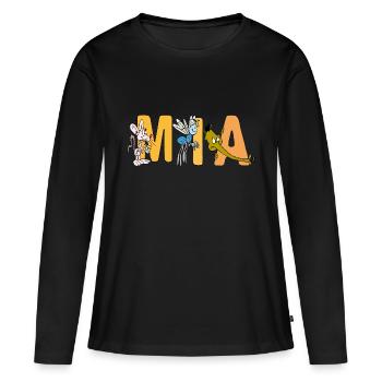 MIA - T-shirt manches longues Premium bio Femme - noir - Devant - Julia (174cm)