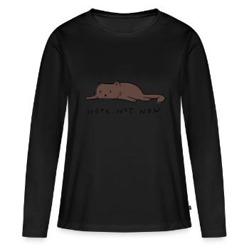 Énonciations de chat chat non. Pas maintenant - T-shirt manches longues Premium bio Femme - noir - Devant - Julia (174cm)