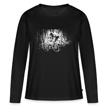 vtt mtb downhill - T-shirt manches longues Premium bio Femme - noir - Devant - Julia (174cm)