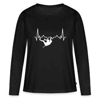 Grimer Pouls Heartbeat - T-shirt manches longues Premium bio Femme - noir - Devant - Julia (174cm)
