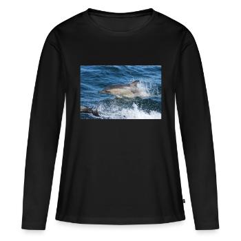 Delfin - Frauen Premium Bio Langarmshirt - Schwarz - Vorne - Julia (174cm)