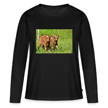 Veaux dans les prairies d’Eifel - T-shirt manches longues Premium bio Femme - noir - Devant - Julia (174cm)