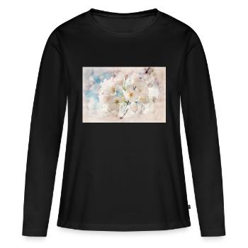 la floraison des cerisiers japonais - T-shirt manches longues Premium bio Femme - noir - Devant - Julia (174cm)