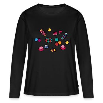 Bonbon Candy Halloween / bonbons / bonbons - T-shirt manches longues Premium bio Femme - noir - Devant - Julia (174cm)