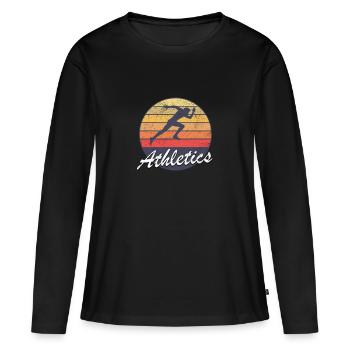 Sunset Athletics Track and field at sunset - T-shirt manches longues Premium bio Femme - noir - Devant - Julia (174cm)