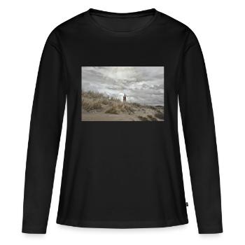 Phare derrière les dunes - T-shirt manches longues Premium bio Femme - noir - Devant - Julia (174cm)