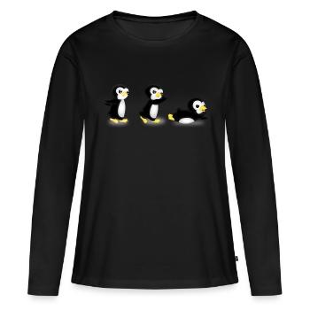 pingurun - T-shirt manches longues Premium bio Femme - noir - Devant - Julia (174cm)