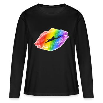LGBT Arc-en-ciel Gay Coeur Homosexualité - T-shirt manches longues Premium bio Femme - noir - Devant - Julia (174cm)