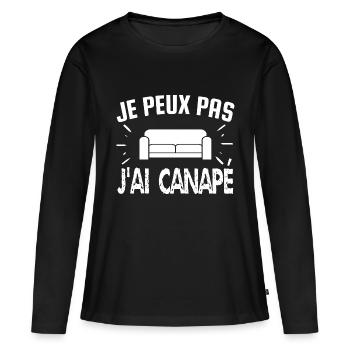 je peux pas j'ai canapé - T-shirt manches longues Premium bio Femme - noir - Devant - Julia (174cm)