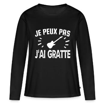 je peux pas j'ai gratte - T-shirt manches longues Premium bio Femme - noir - Devant - Julia (174cm)