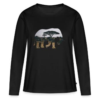 Silhouette de l’éléphant Savannah - T-shirt manches longues Premium bio Femme - noir - Devant - Julia (174cm)