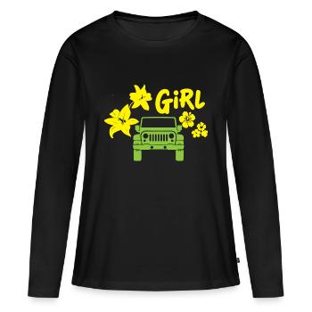 Femme avec véhicule tout-terrain - T-shirt manches longues Premium bio Femme - noir - Devant - Julia (174cm)