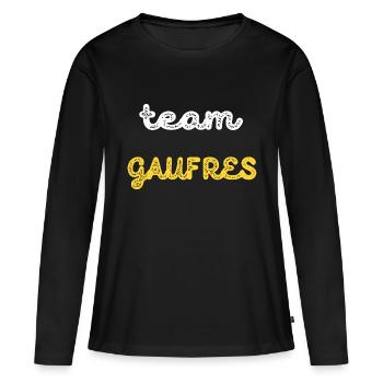 Team Gaufres - T-shirt manches longues Premium bio Femme - noir - Devant - Julia (174cm)