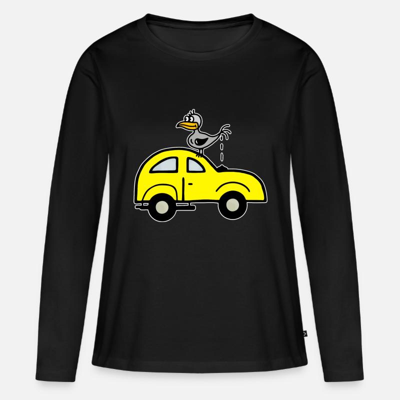 Cacca di uccello sulla macchina - Satira umoristica - Maglia a maniche lunghe ecologica premium da donna - nero