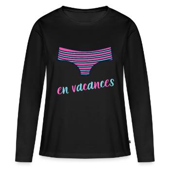 en vacances maillot de bain femme été vacances - T-shirt manches longues Premium bio Femme - noir - Devant - Julia (174cm)