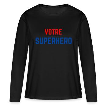 VOTRE SUPERHERO - T-shirt manches longues Premium bio Femme - noir - Devant - Julia (174cm)