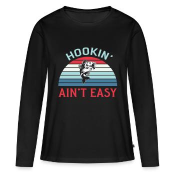 Fischer Fischen Angeln Angel Angler Fische Fisch - Frauen Premium Bio Langarmshirt - Schwarz - Vorne - Julia (174cm)