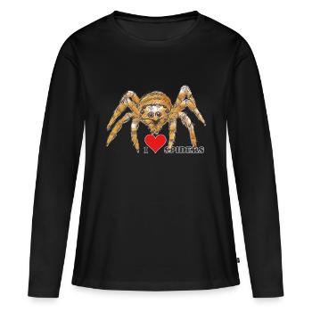 Araignée d’Halloween, Arachnophobie, Monstre - T-shirt manches longues Premium bio Femme - noir - Devant - Julia (174cm)