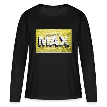 Auf maximale Motivation reduzieren Zitat Graffiti - Frauen Premium Bio Langarmshirt - Schwarz - Vorne - Julia (174cm)
