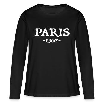 Paris 1307 - T-shirt manches longues Premium bio Femme - noir - Devant - Julia (174cm)