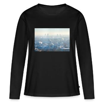 Quartier - T-shirt manches longues Premium bio Femme - noir - Devant - Julia (174cm)