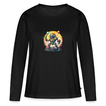 Crazy Inca robot - Women's Premium Organic Long Sleeve Shirt - black - Front - Julia (174cm)