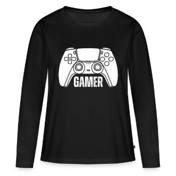 Gamer Enthusiast Game Console Controller Vidéo - T-shirt manches longues Premium bio Femme - noir - Devant - Julia (174cm)