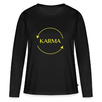 KARMA - T-shirt manches longues Premium bio Femme - noir - Devant - Julia (174cm)