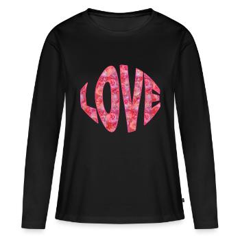 L’amour pur - T-shirt manches longues Premium bio Femme - noir - Devant - Julia (174cm)