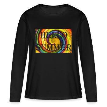 HELLO SUMMER - T-shirt manches longues Premium bio Femme - noir - Devant - Julia (174cm)