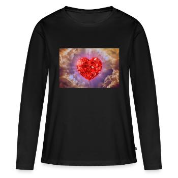 Gottes Herz. - Frauen Premium Bio Langarmshirt - Schwarz - Vorne - Julia (174cm)