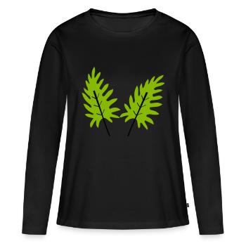 feuilles - T-shirt manches longues Premium bio Femme - noir - Devant - Julia (174cm)