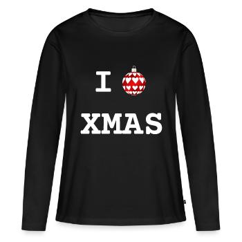 I Love Xmas | XMAS - T-shirt manches longues Premium bio Femme - noir - Devant - Julia (174cm)