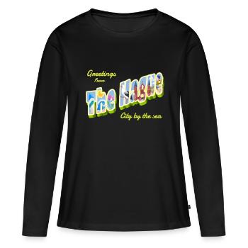 Den Haag Vintage Postkarte - Frauen Premium Bio Langarmshirt - Schwarz - Vorne - Julia (174cm)