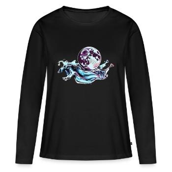Pleine lune chromée - T-shirt manches longues Premium bio Femme - noir - Devant - Julia (174cm)