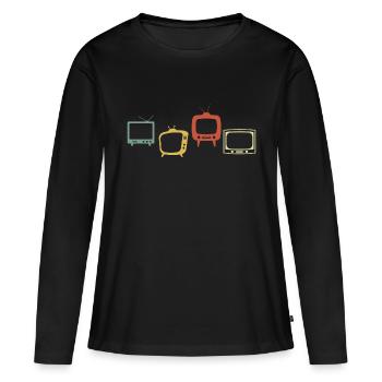 télévision rétro vintage - T-shirt manches longues Premium bio Femme - noir - Devant - Julia (174cm)