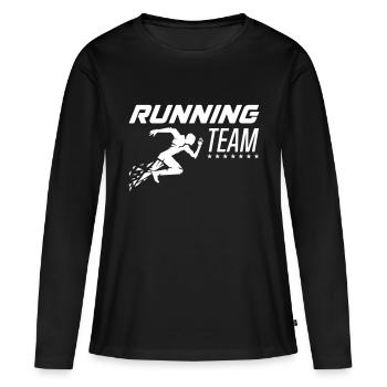 Équipe de course à pied - T-shirt manches longues Premium bio Femme - noir - Devant - Julia (174cm)