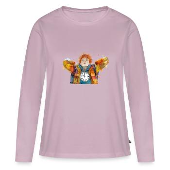 Der Zeitreisende - Frauen Premium Bio Langarmshirt - Altrosa - Vorne - Julia (174cm)