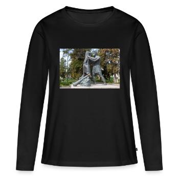 Statue des mythologischen Ringkampfes - Frauen Premium Bio Langarmshirt - Schwarz - Vorne - Julia (174cm)