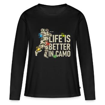 La vie est meilleure dans Camo Tactical Player Paintball - T-shirt manches longues Premium bio Femme - noir - Devant - Julia (174cm)