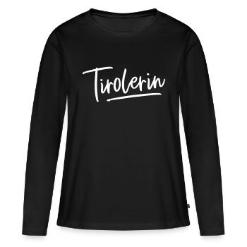 Tirolerin Tirol Österreich - Frauen Premium Bio Langarmshirt - Schwarz - Vorne - Julia (174cm)