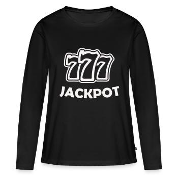 777 - Frauen Premium Bio Langarmshirt - Schwarz - Vorne - Julia (174cm)