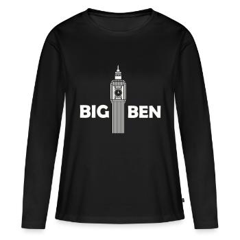 Big Ben - T-shirt manches longues Premium bio Femme - noir - Devant - Julia (174cm)