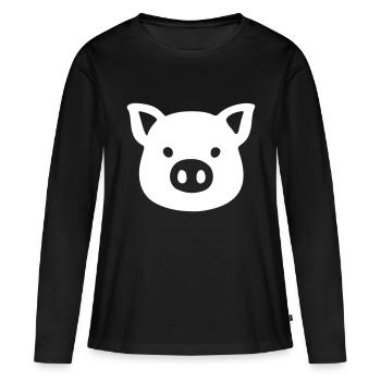 Schwein Kopf Sau - Frauen Premium Bio Langarmshirt - Schwarz - Vorne - Julia (174cm)