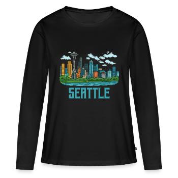 Ville de Seattle - T-shirt manches longues Premium bio Femme - noir - Devant - Julia (174cm)