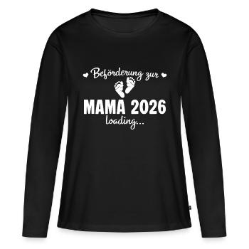 Beförderung zur Mama 2026 loading - Frauen Premium Bio Langarmshirt - Schwarz - Vorne - Julia (174cm)