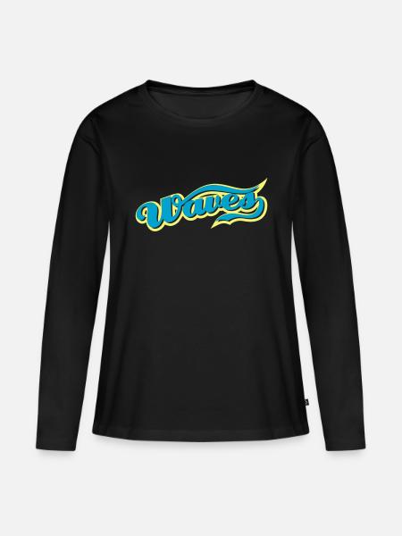 waves - Frauen Premium Bio Langarmshirt - Schwarz