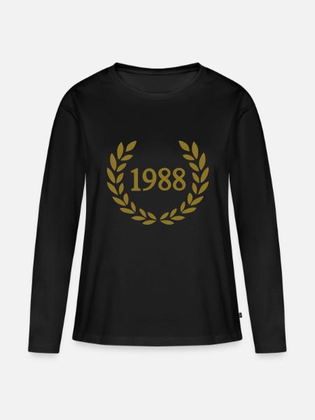 1988 - Frauen Premium Bio Langarmshirt - Schwarz