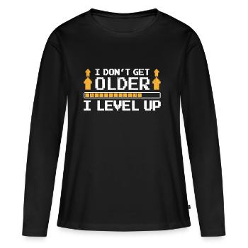 Gaming Get Older Level Up Funny - Frauen Premium Bio Langarmshirt - Schwarz - Vorne - Julia (174cm)